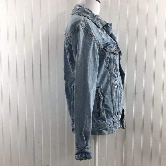 BDG Jean Jacket Womens XS Button Front Light Wash Cotton Distressed‎ Denim - Picture 2 of 11